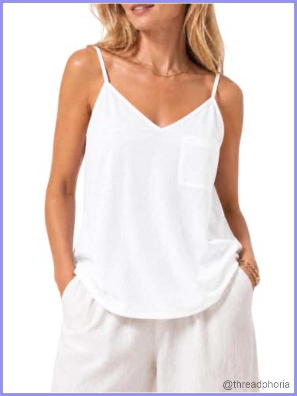 Women's Linen Cotton Adjustable Spaghetti Strap Tank Top Sleeveless Vest